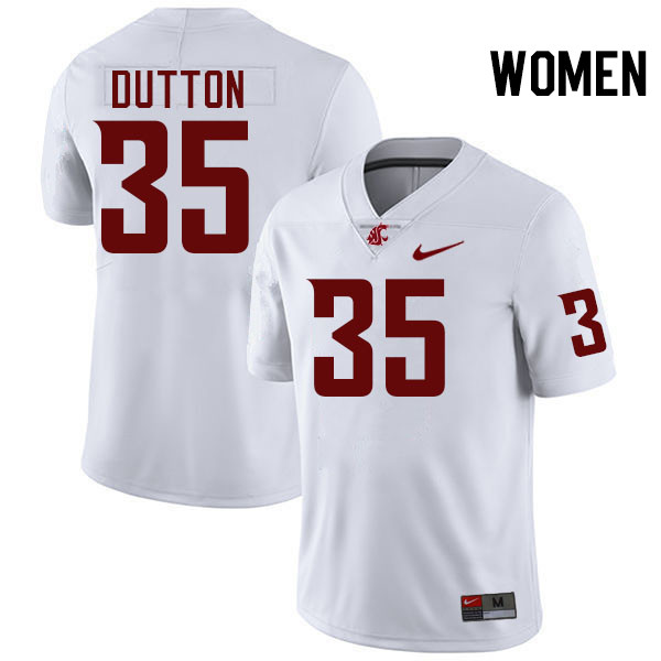 Women #35 Ben Dutton Washington State Cougars College Football Jerseys Stitched-White